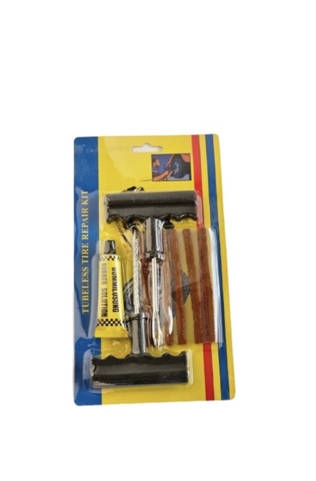 Set reparatie anvelope auto, kit de urgenta pentru vulcanizare rapida, cu 3 snururi, unealta spiralata, aplicator, pasta etansare, universal - Img 2