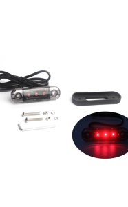 Lampa gabarit laterala LED roșu, geam fumuriu rezistent la apă IP67, 12V/24V Cablu 30 cm - E9 10R-06, ECE R10, ECE R148