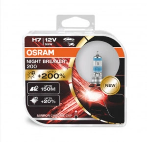 Set 2 becuri 12V H7 55 W night breaker +200% OSRAM