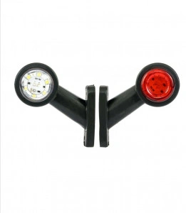 Set 2 lampi mini, 12 led rosu si alb cu brat scurt 8cm, 12v- 24v