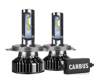SET 2 LEDURI H4 SUPER CANBUS , 100W,12.000LM 12V-24V ALB 6000K, + LEDURI POZITIE SAU NUMAR GRATIS