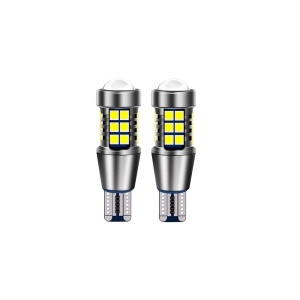 Set 2 leduri t15 w16w cu lupa , 27 smd, canbus , alb 6000k