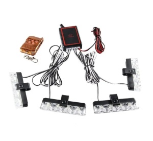 kit 4 x Stroboscoape cu LED si telecomanda , lumina portocalie 12V