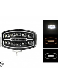 Proiector led universal de mare putere, 12V - 24V, cu lumină DRL alb-galben,