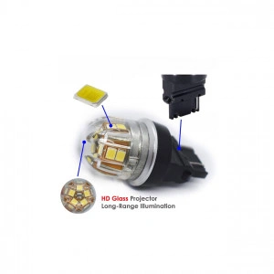 set 2 becuri led o faza P27W 3156 15SMD 2835 12V CANBUS nonpolar 320 lumen Lumina alba