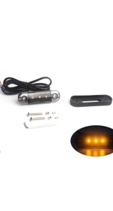 Lampa gabarit laterala LED portocaliu, geam fumuriu rezistent la apă IP67, 12V/24V Cablu 30 cm - E9 10R-06, ECE R10, ECE R148
