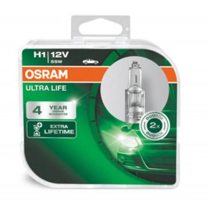 Set 2 becuri 12V H1 55 W ultra life OSRAM