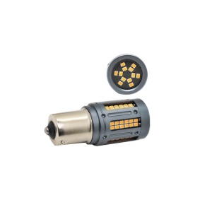 Set 2 becuri o faza p21w BA15S 84SMD Canbus 12V-24V nonpolar Lumina galbena