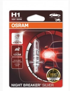 Bec 12V H1 55 W night breaker silver +100% OSRAM