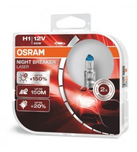 Set 2 becuri 12V H1 55 W night breaker laser nextgen +150% OSRAM