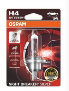 Bec 12V H4 60/55 W night breaker silver +100% OSRAM