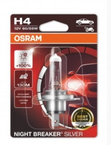 Bec 12V H4 60/55 W night breaker silver +100% OSRAM