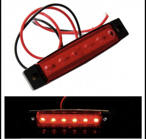 Lampa laterala 6 LED-uri 12v lumina rosie, 5+1 GRATIS