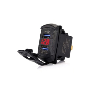 Mufa bord incarcator USB QC3.0 si voltmetru 12-24V