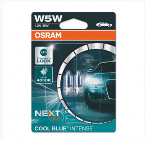 Set 2 becuri 12V W5W cool blue intenese nextgen OSRAM