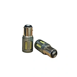 Set 2 becuri 2 faze p21/5w BAy15d 84SMD Canbus 12V-24V nonpolar Lumina alba