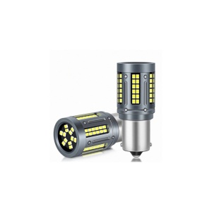Set 2 becuri o faza p21w BA15S 84SMD Canbus 12V-24V nonpolar Lumina alba