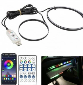 Set 2 benzi acrilice Symphony 110cm si 25cm, lumina ambientala auto curcubeu, alimentare USB