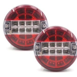 Set 2 lampi led rotunde, 4 functii pentru camion/remorca 12v-24v