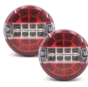Set 2 lampi led rotunde, 4 functii pentru camion/remorca 12v-24v
