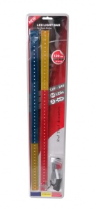 Bară LED luminoasă, 120 cm (2 x 60 cm), cu 93 LED-uri, 12V - 24V, în culorile albastru-galben-roșu, cu drapelul României (RO)