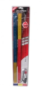 Bară LED luminoasă, 120 cm (2 x 60 cm), cu 93 LED-uri, 12V - 24V, în culorile albastru-galben-roșu, cu drapelul României (RO)