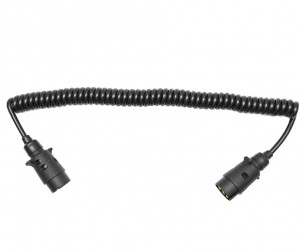 Cablu spiral 2.5m cu 2 stechere tata din plastic, 7 pini pentru priza auto remorca