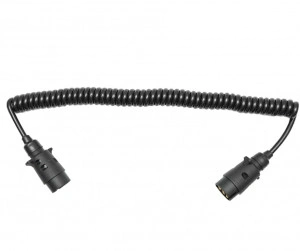 Cablu spiral 2.5m cu 2 stechere tata din plastic, 7 pini pentru priza auto remorca