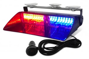 Lampa parbriz profesionala stroboscopica rosu/albastru cu mufa bricheta , 24led, 12V , 48W