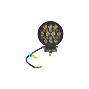 Proiector rotund LED cu DRL 9-80V, 76W, alb-galben, carcasa aluminiu