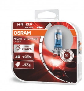 Set 2 becuri 12V H4 60/55 W night breaker laser nextgen +150% OSRAM