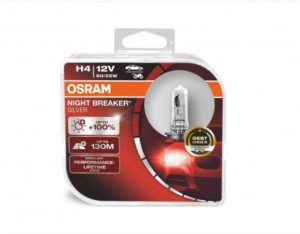 Set 2 becuri 12V H4 60/55 W night breaker silver +100% OSRAM