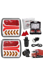 Set 2 lampi stop LED auto wireless, fixare magnetica, 12-24V, fara fir