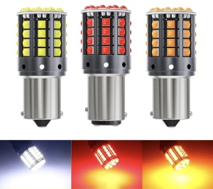 Set 2 leduri p21w, ba15s, super canbus, lumina portocalie , 12v