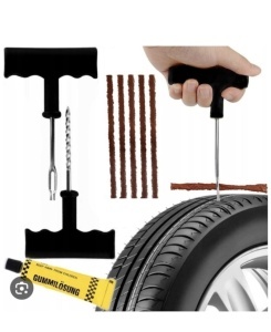 Set reparatie anvelope auto, kit de urgenta pentru vulcanizare rapida, cu 3 snururi, unealta spiralata, aplicator, pasta etansare, universal