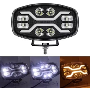 Proiector led universal tip SPIDER , 12V - 24V, cu lumină DRL alb-galben,