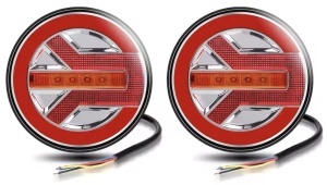 Set 2 lampi rotunde cu contur neon, semnal dinamic, 12v-24v