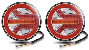 Set 2 lampi rotunde cu contur neon, semnal dinamic, 12v-24v