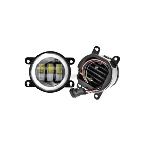 set 2 Proiectoare LED 30W, 6500 lm cu angel eyes lumina alb rece si galben 12-24V