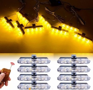 kit 8x Stroboscoape cu LED 12V, lumina galbena