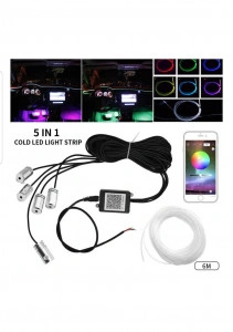 kit Lumini ambientale auto 6M neon RGB, aplicatie prin Bluetooth