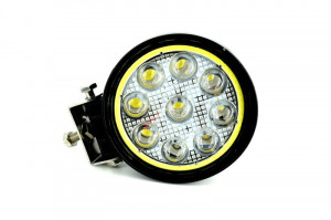 Proiector LED rotund cu angel eyes ALB, 12/24V