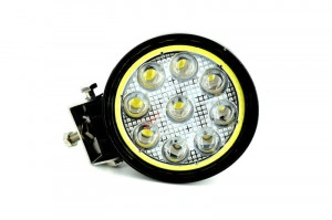 Proiector LED rotund cu angel eyes ALB, 12/24V