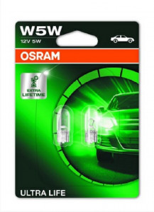 Set 2 becuri 12V W5W ultra life OSRAM