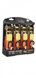 Set 4 chingi cu clichet pentru fixare, Lungime 25mm x 4.1m, Greutate maxima 700 kg