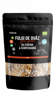 Fulgi de Ovaz Fini Fara Gluten cu Stafide si Scortisoara Ecologici/Bio 200g