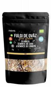 Fulgi de Ovaz Fini Fara Gluten cu Maca, Chia si Seminte de Canepa Ecologici/Bio 200g