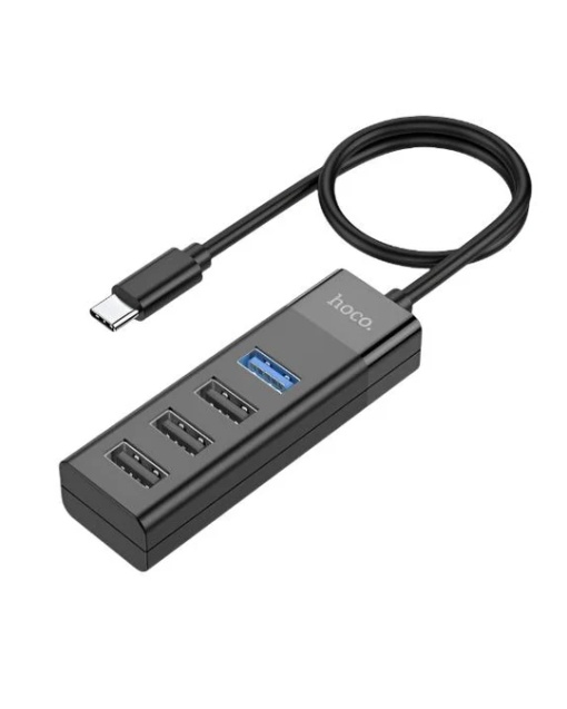 Adaptor Hub, Hoco HB25, Type-C la USB, Negru