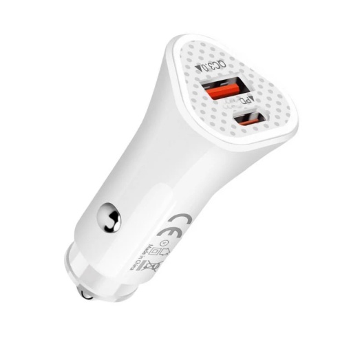 Incarcator Auto Rapid Qmax Q-CC01 38W USB-C USB PD QC 3.0 Alb