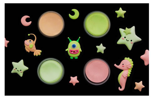 Set 3 borcanase plastilina iClay colorata, fosforescenta, 18g, Amos